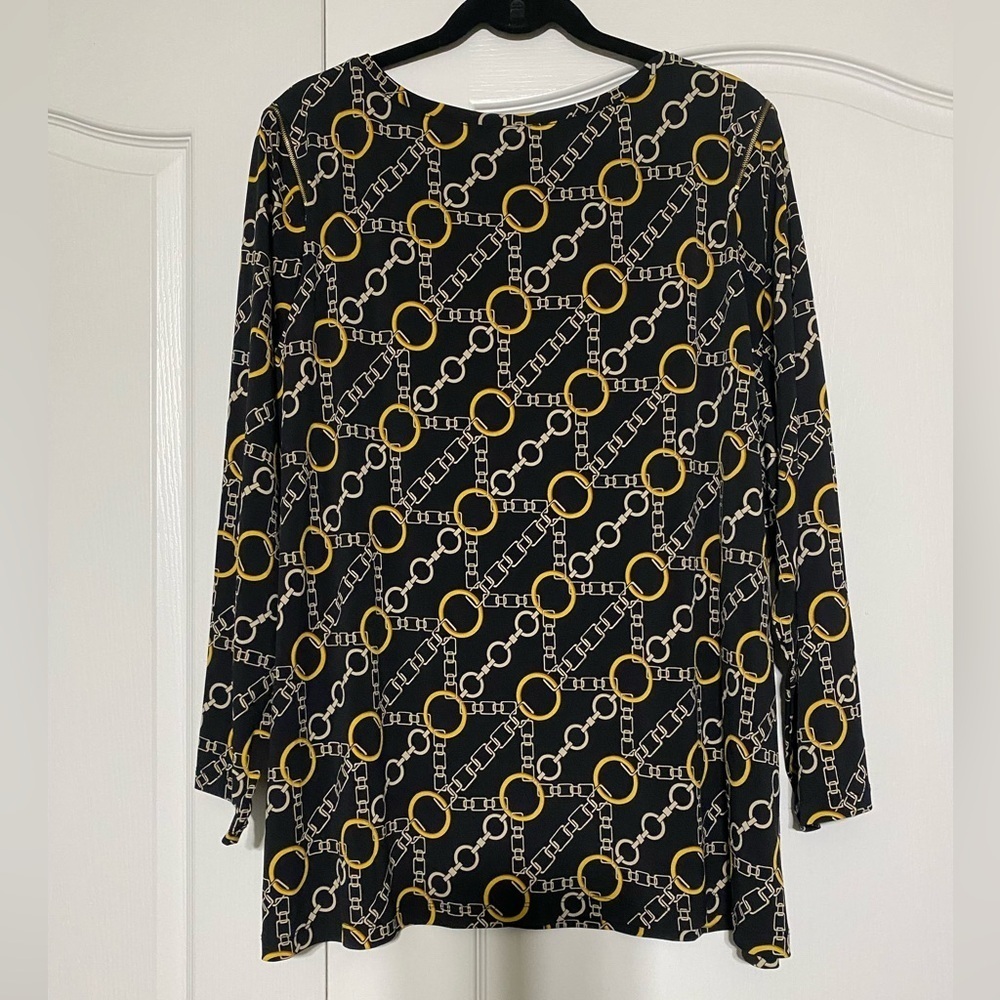 Susan Graver Long Sleeve Chain Link Print Blouse Women’s Size 3X - Picture 2 of 2
